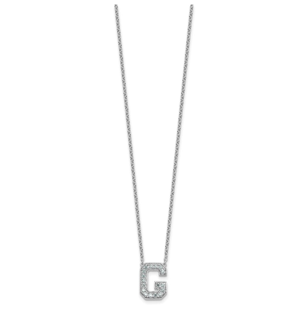 14k White Gold Lab Grown Diamond VS+ F+ Complete Letter 18 inch Initial Necklace
