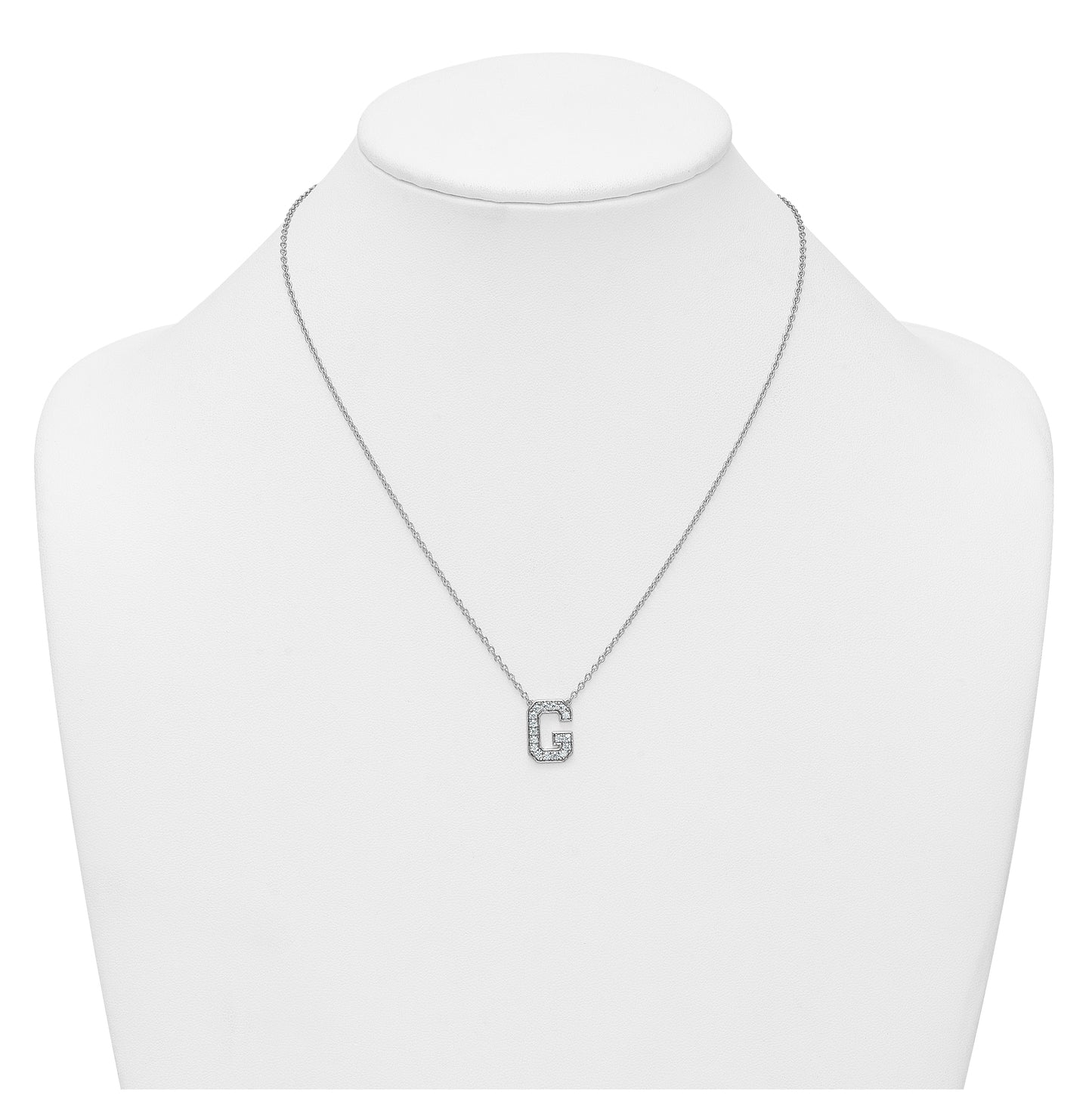 14k White Gold Lab Grown Diamond VS+ F+ Complete Letter 18 inch Initial Necklace
