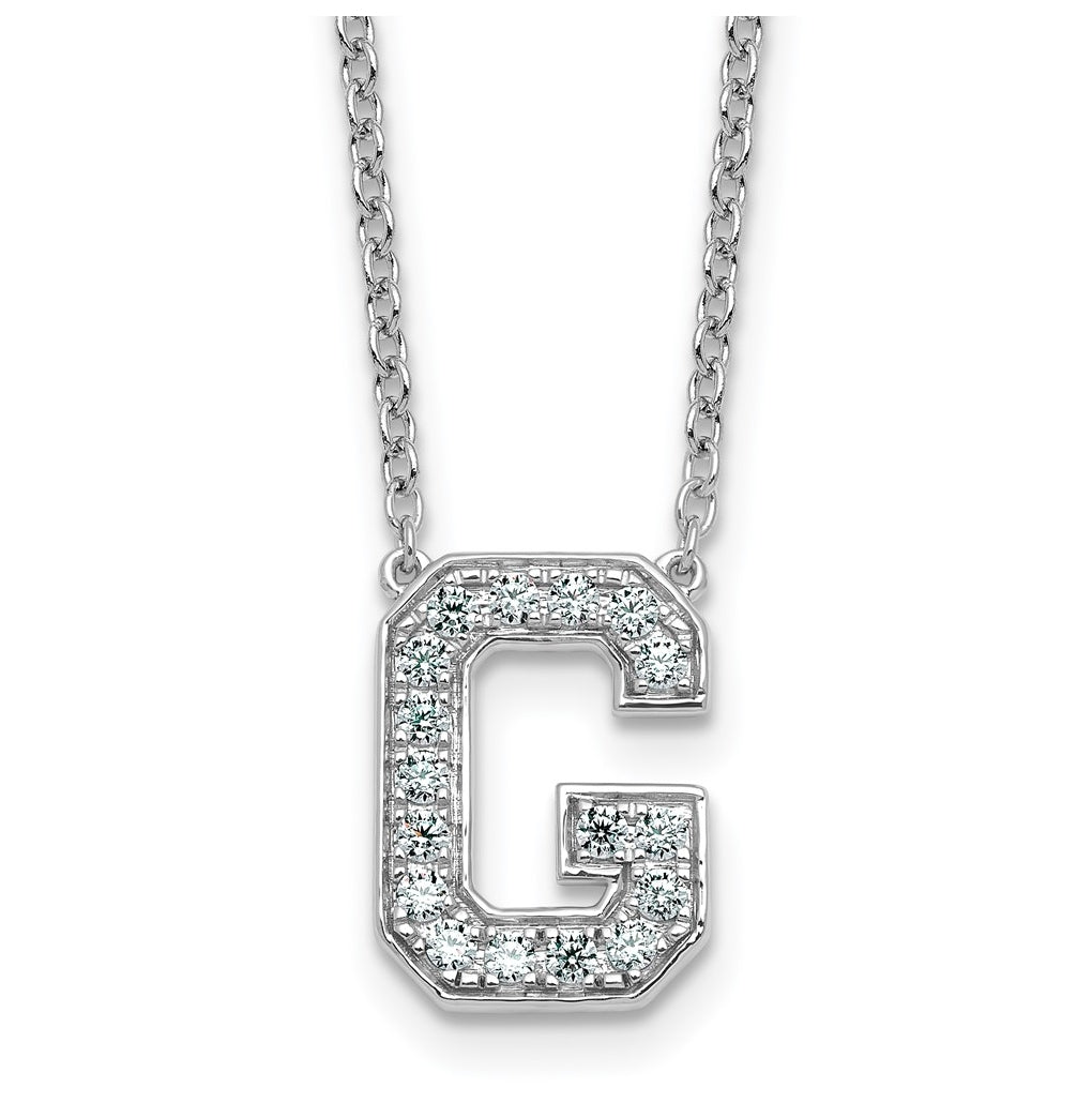 14k White Gold Lab Grown Diamond VS+ F+ Complete Letter 18 inch Initial Necklace