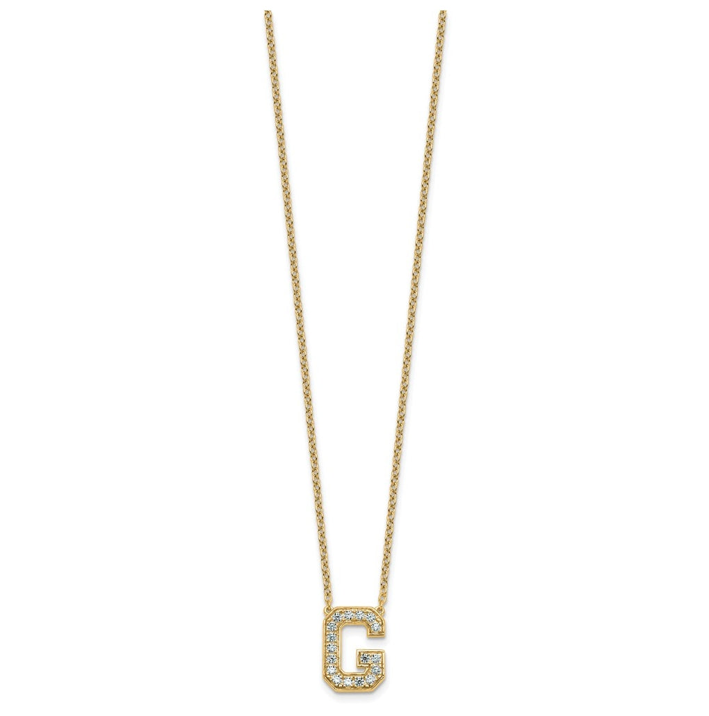 14k Yellow Gold Lab Grown Diamond VS+ F+ Complete 18 inch Initial Necklace