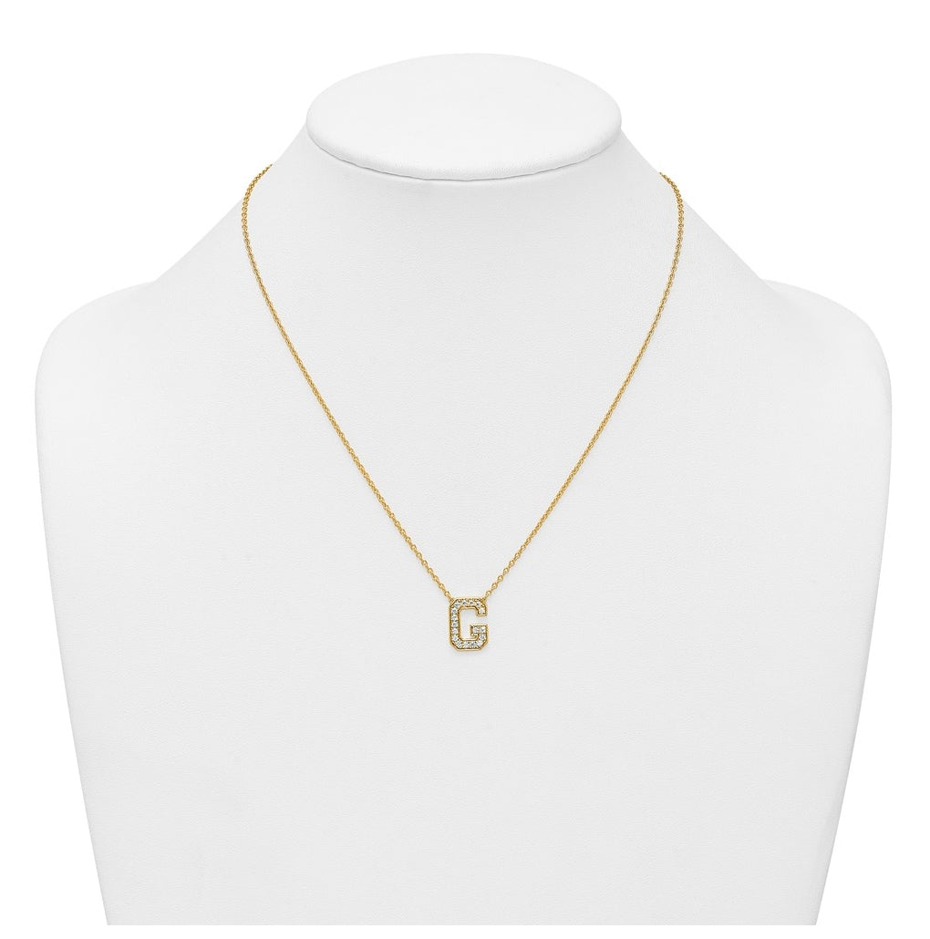 14k Yellow Gold Lab Grown Diamond VS+ F+ Complete 18 inch Initial Necklace
