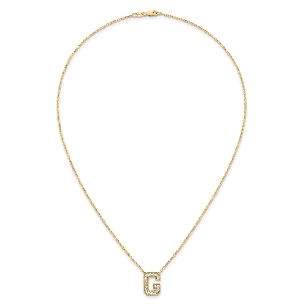 14k Yellow Gold Lab Grown Diamond VS+ F+ Complete 18 inch Initial Necklace