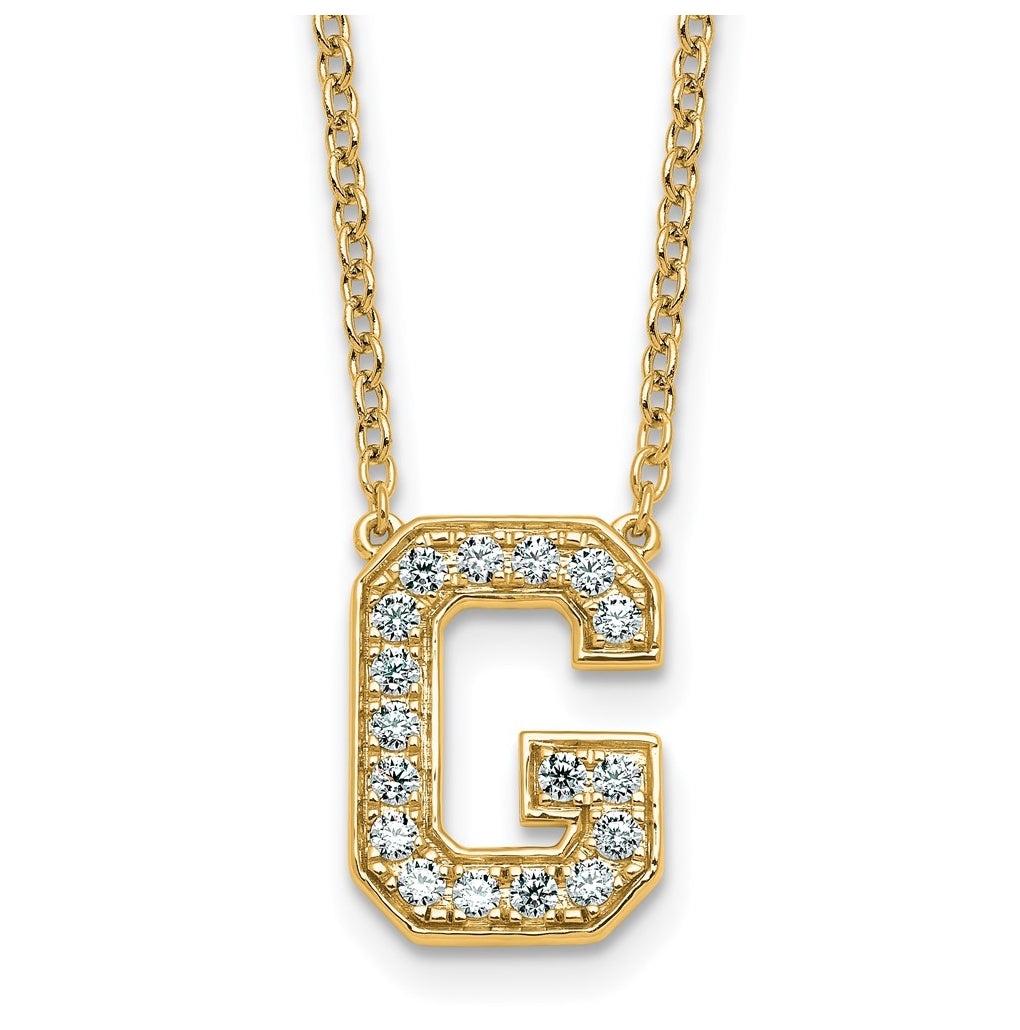 14k Yellow Gold Lab Grown Diamond VS+ F+ Complete 18 inch Initial Necklace