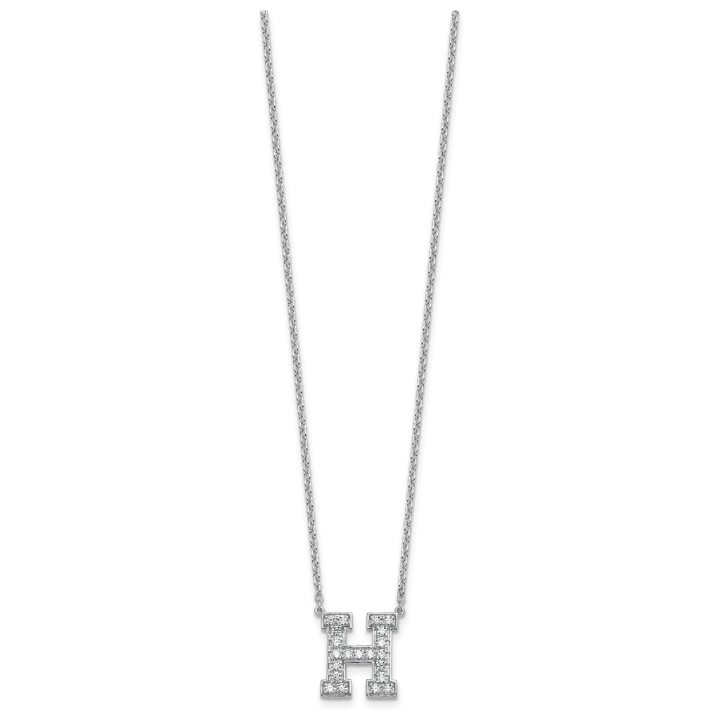 14k White Gold Lab Grown Diamond VS+ F+ Complete Letter 18 inch Initial Necklace