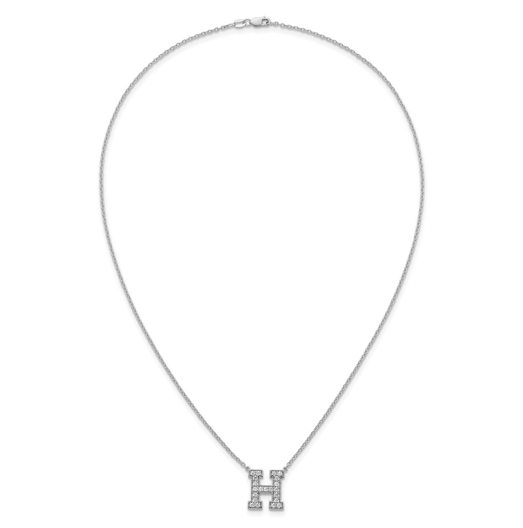 14k White Gold Lab Grown Diamond VS+ F+ Complete Letter 18 inch Initial Necklace