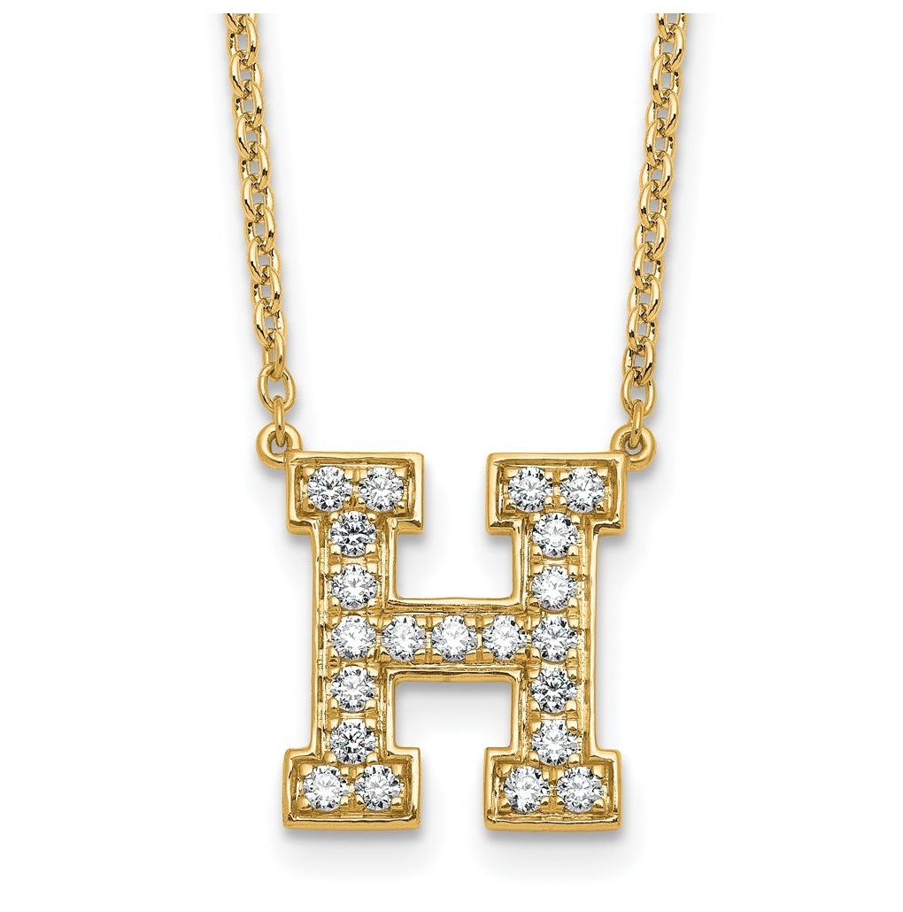 14k Yellow Gold Lab Grown Diamond VS+ F+ Complete 18 inch Initial Necklace