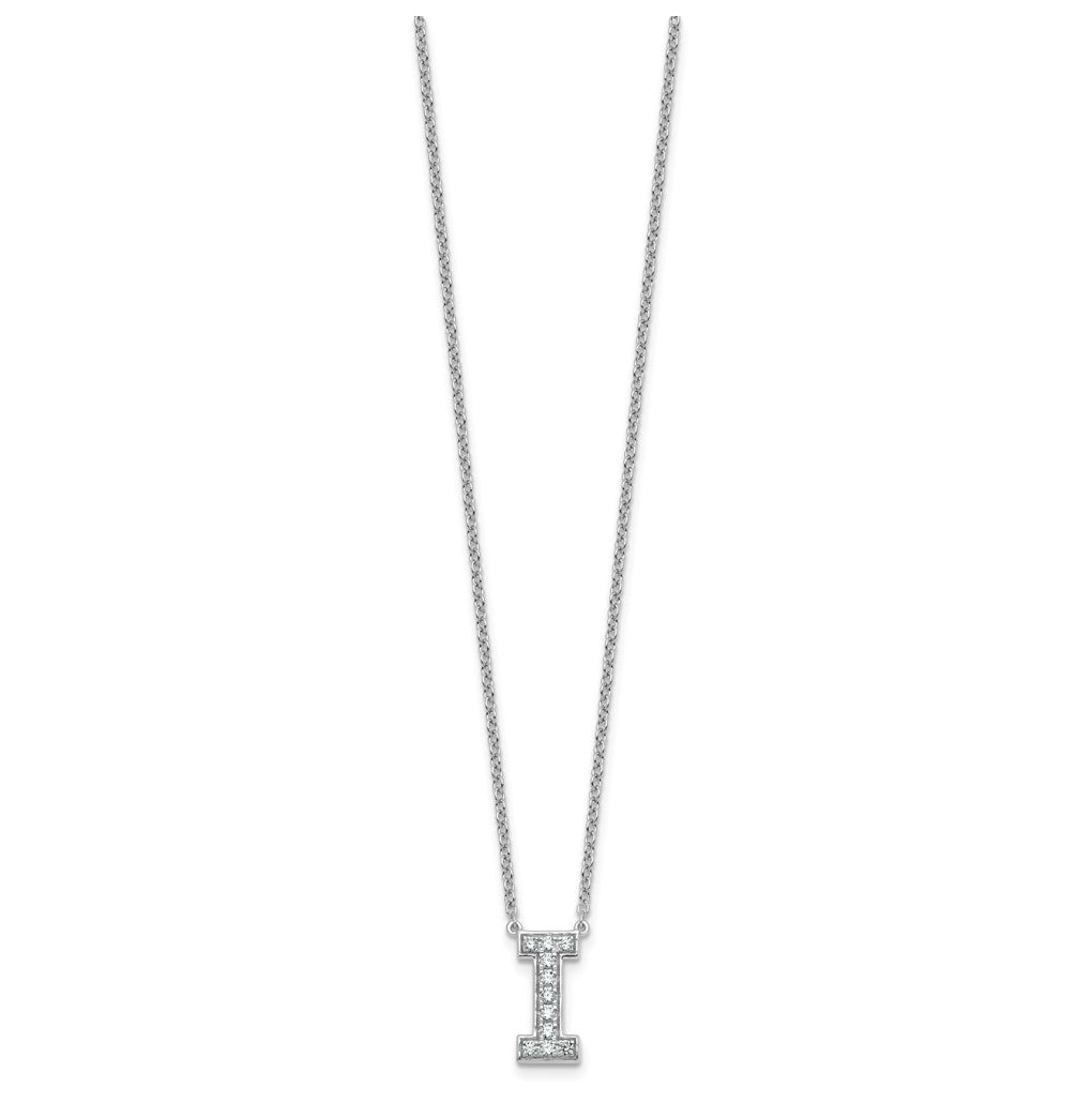 14k White Gold Lab Grown Diamond VS+ F+ Complete Letter 18 inch Initial Necklace