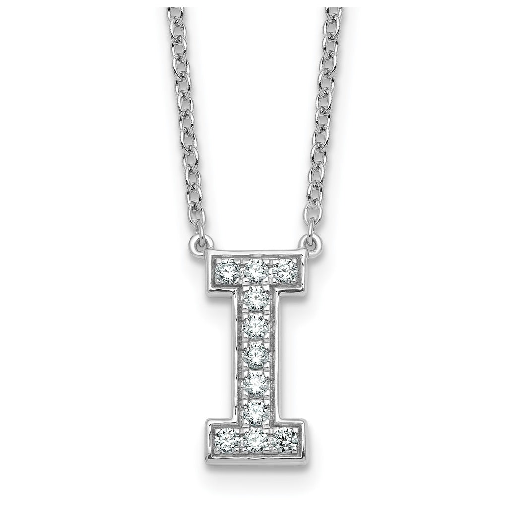 14k White Gold Lab Grown Diamond VS+ F+ Complete Letter 18 inch Initial Necklace