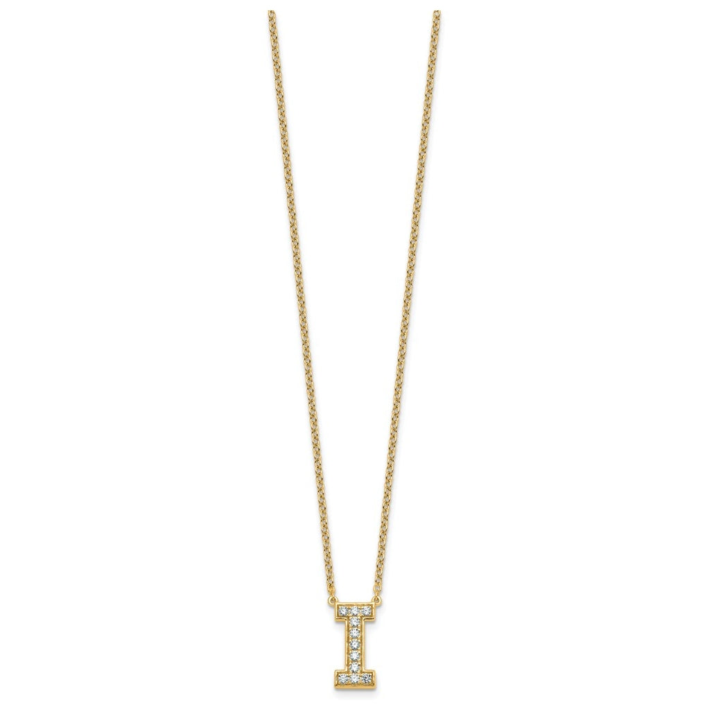 14k Yellow Gold Lab Grown Diamond VS+ F+ Complete 18 inch Initial Necklace