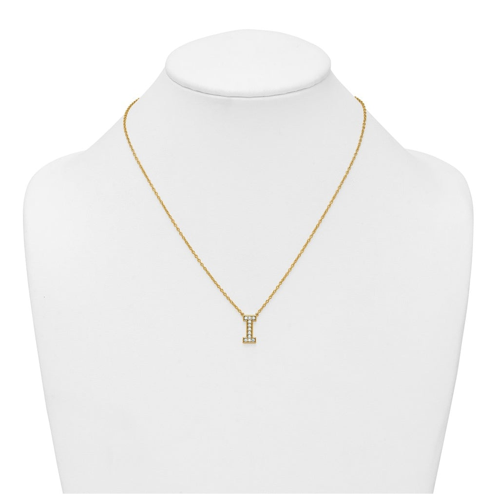 14k Yellow Gold Lab Grown Diamond VS+ F+ Complete 18 inch Initial Necklace