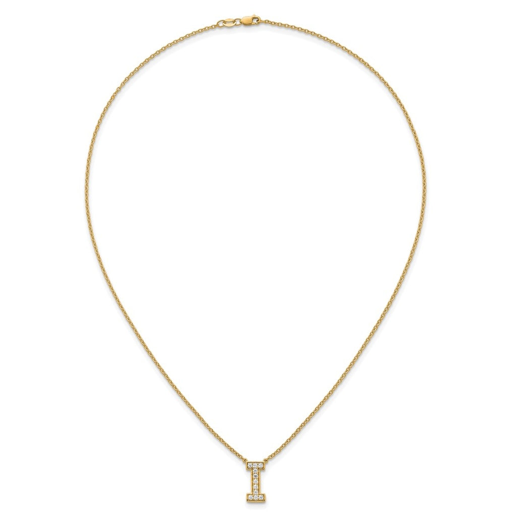 14k Yellow Gold Lab Grown Diamond VS+ F+ Complete 18 inch Initial Necklace