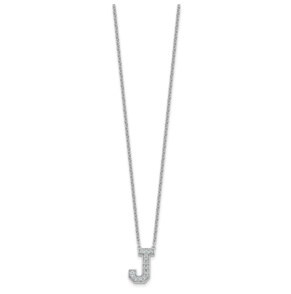 14k White Gold Lab Grown Diamond VS+ F+ Complete Letter 18 inch Initial Necklace