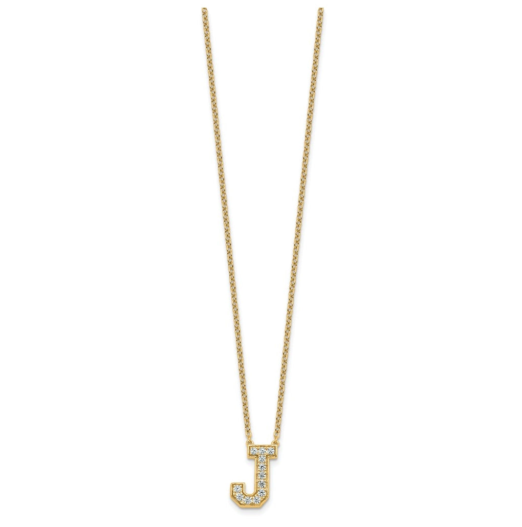 14k Yellow Gold Lab Grown Diamond VS+ F+ Complete 18 inch Initial Necklace