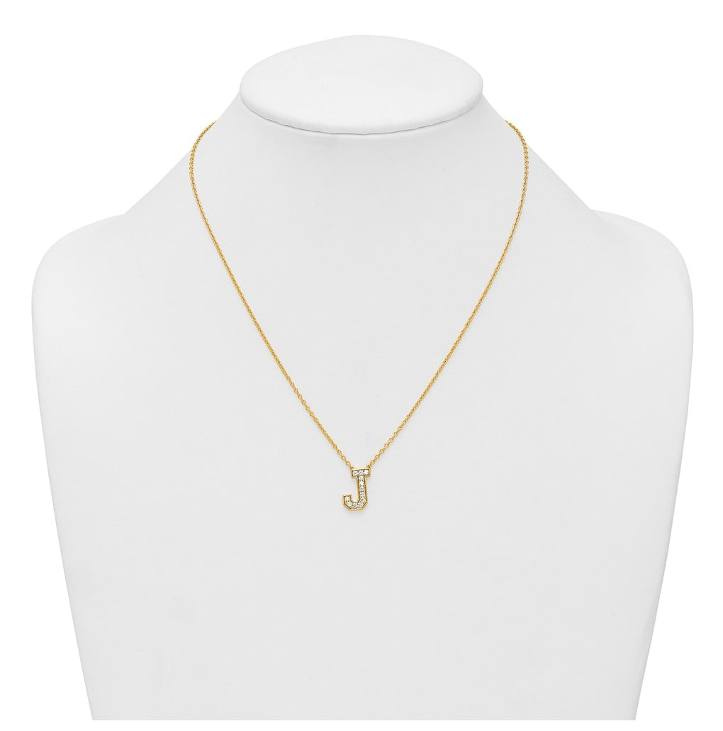 14k Yellow Gold Lab Grown Diamond VS+ F+ Complete 18 inch Initial Necklace