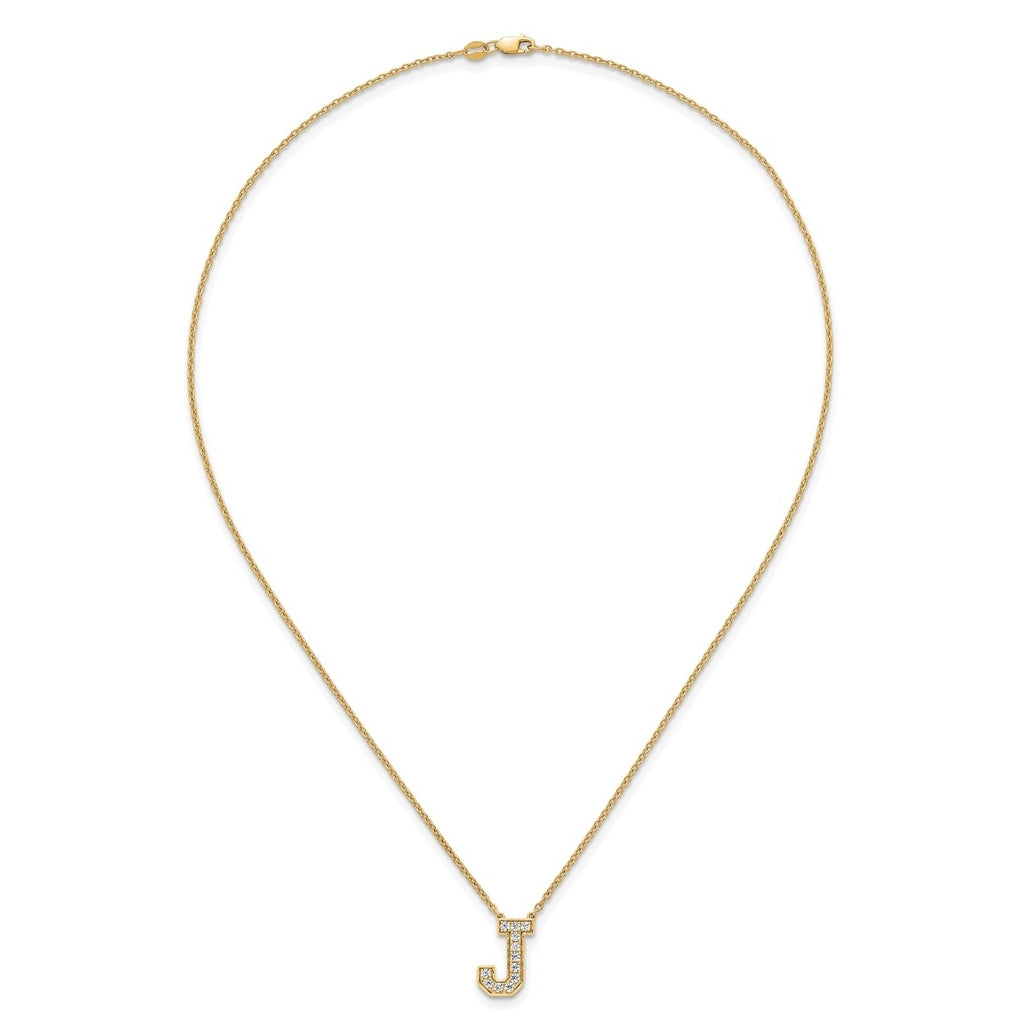 14k Yellow Gold Lab Grown Diamond VS+ F+ Complete 18 inch Initial Necklace