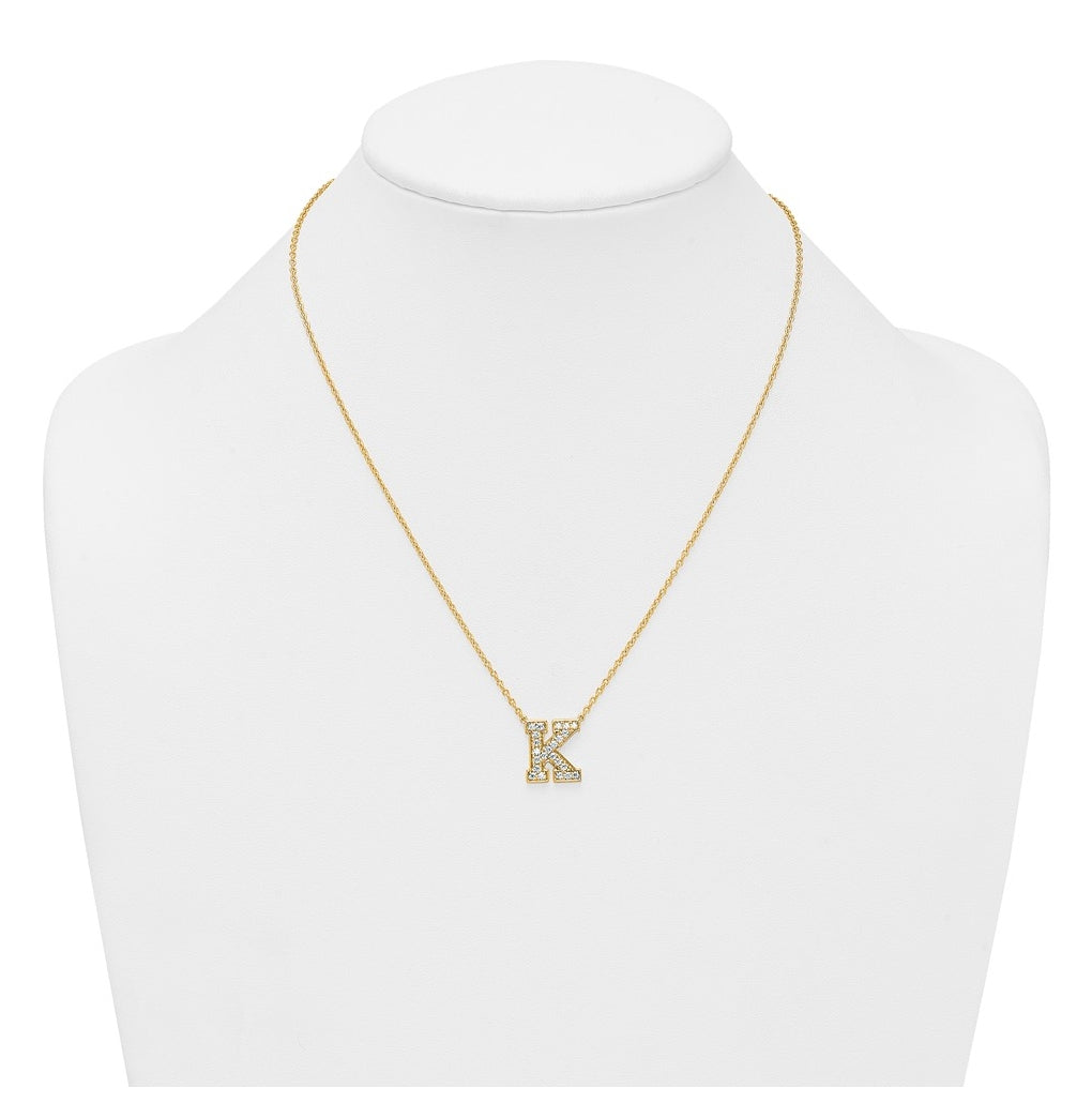 14k Yellow Gold Lab Grown Diamond VS+ F+ Complete 18 inch Initial Necklace