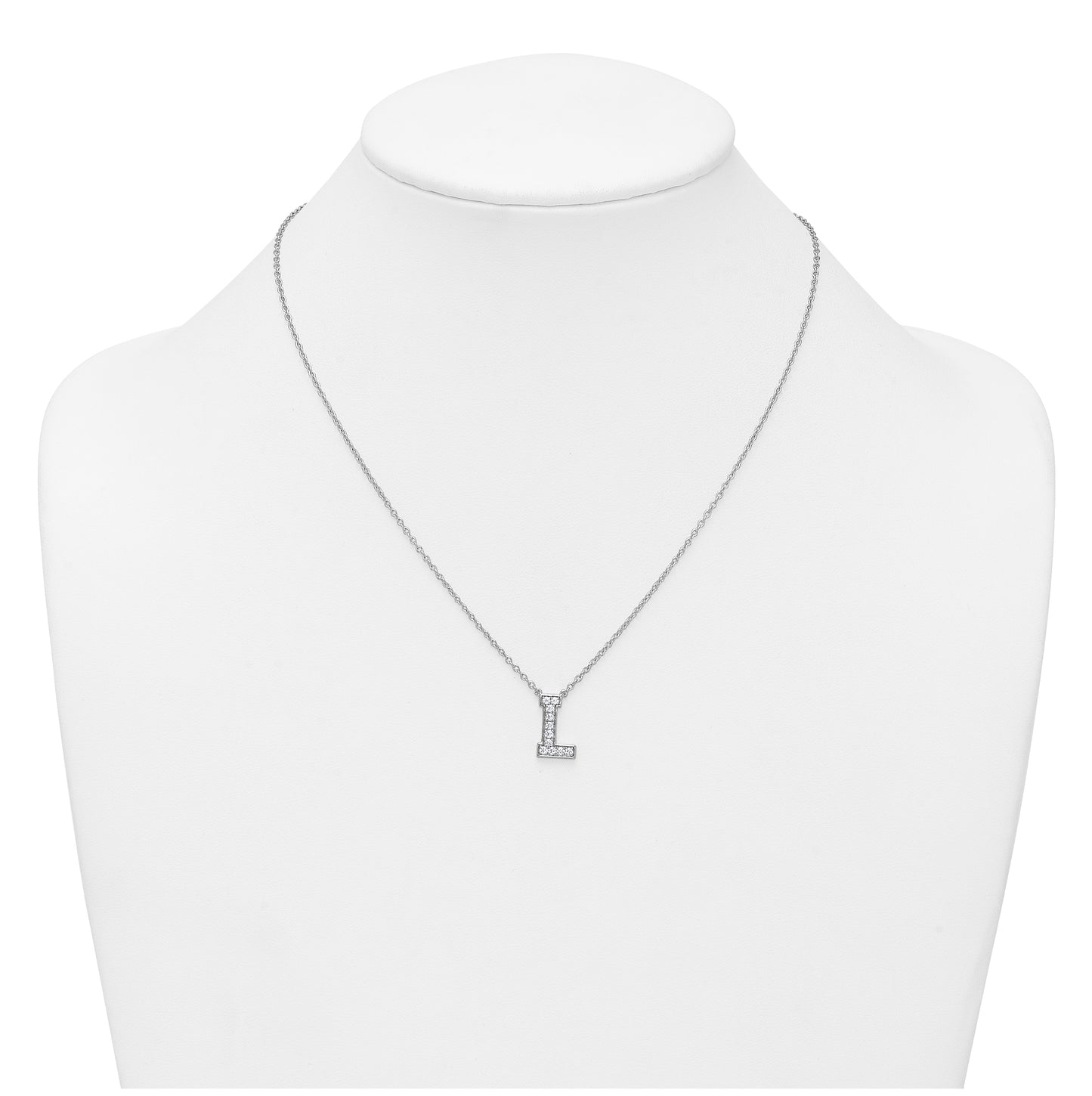 14k White Gold Lab Grown Diamond VS+ F+ Complete Letter 18 inch Initial Necklace
