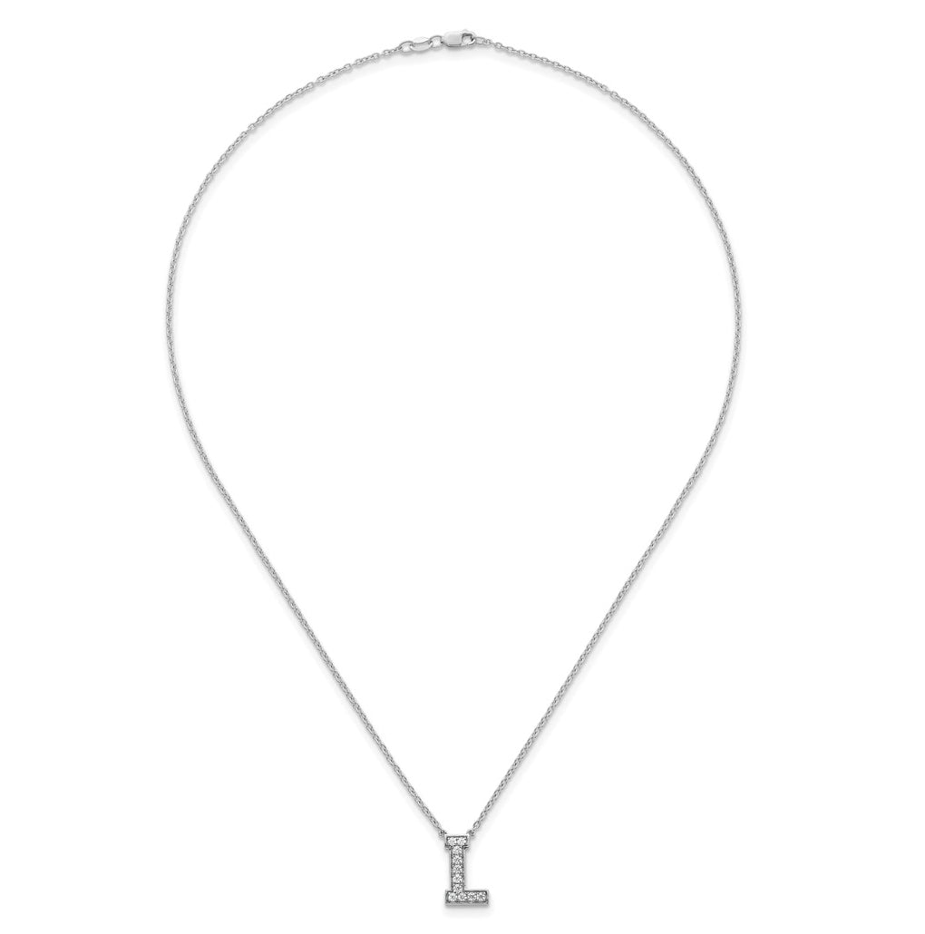 14k White Gold Lab Grown Diamond VS+ F+ Complete Letter 18 inch Initial Necklace