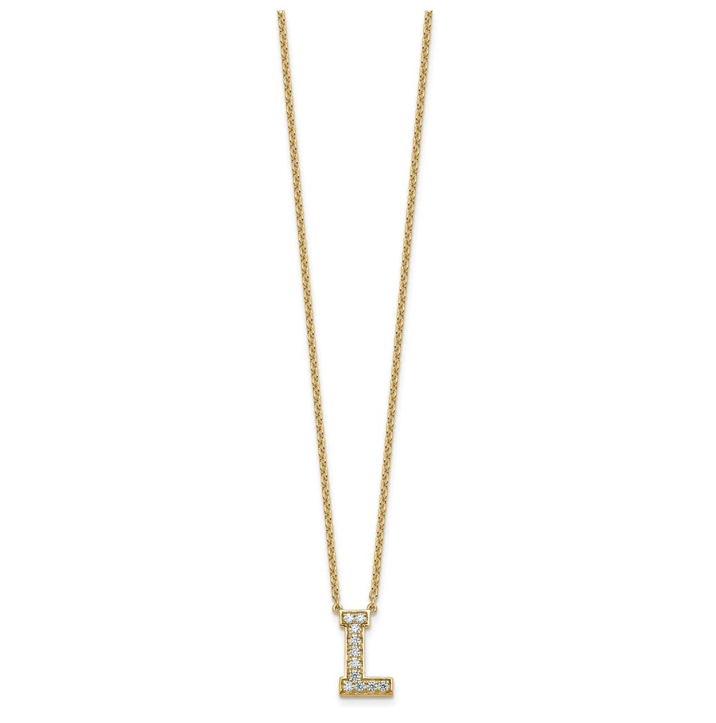 14k Yellow Gold Lab Grown Diamond VS+ F+ Complete 18 inch Initial Necklace