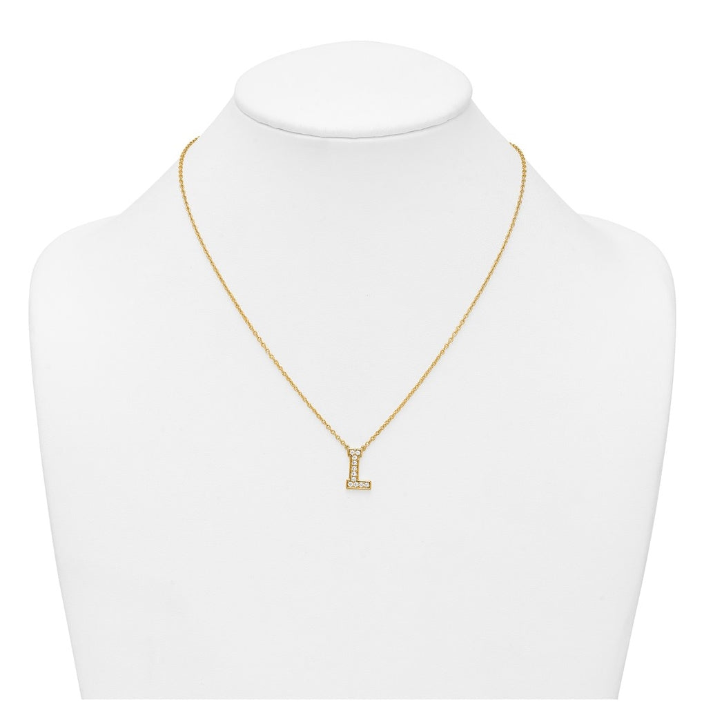14k Yellow Gold Lab Grown Diamond VS+ F+ Complete 18 inch Initial Necklace