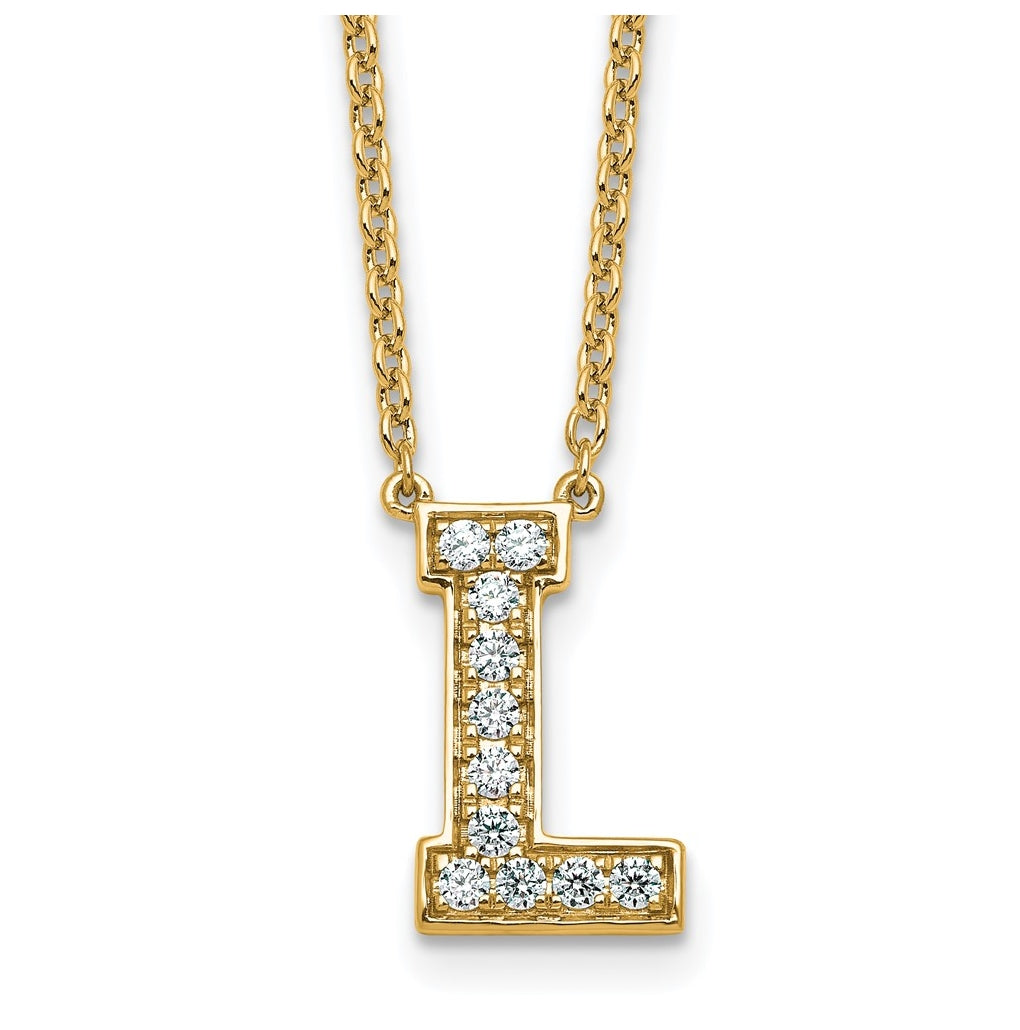 14k Yellow Gold Lab Grown Diamond VS+ F+ Complete 18 inch Initial Necklace