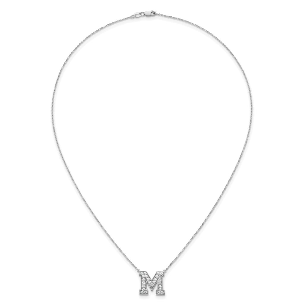 14k White Gold Lab Grown Diamond VS+ F+ Complete Letter 18 inch Initial Necklace