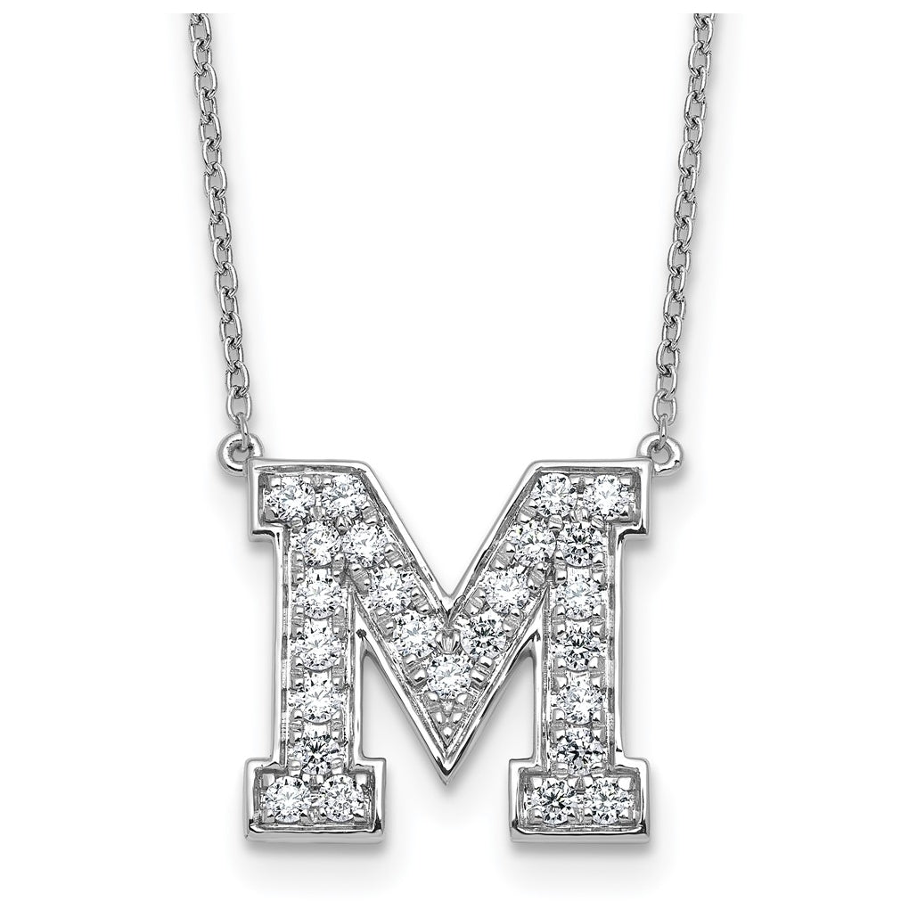14k White Gold Lab Grown Diamond VS+ F+ Complete Letter 18 inch Initial Necklace