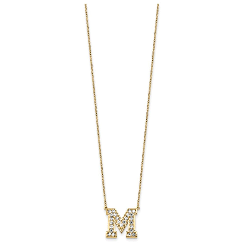 14k Yellow Gold Lab Grown Diamond VS+ F+ Complete 18 inch Initial Necklace