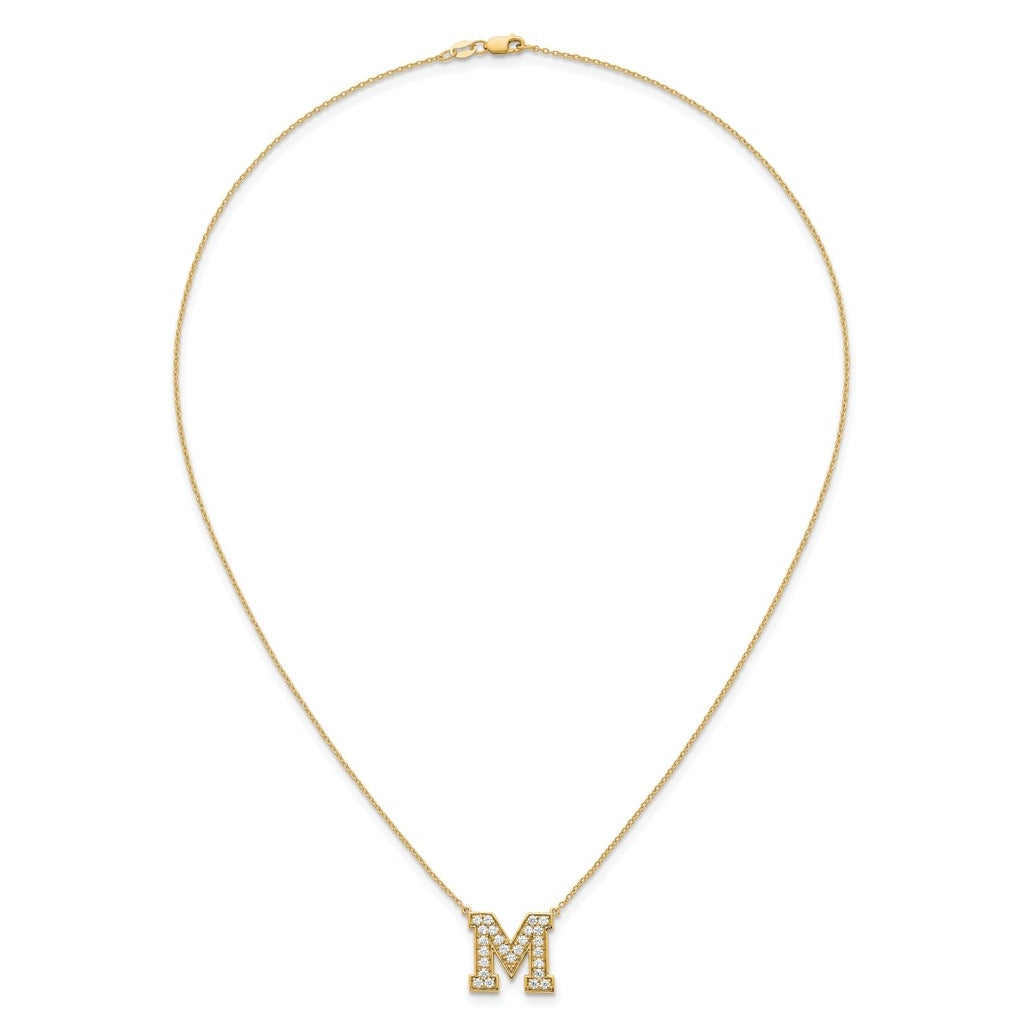 14k Yellow Gold Lab Grown Diamond VS+ F+ Complete 18 inch Initial Necklace