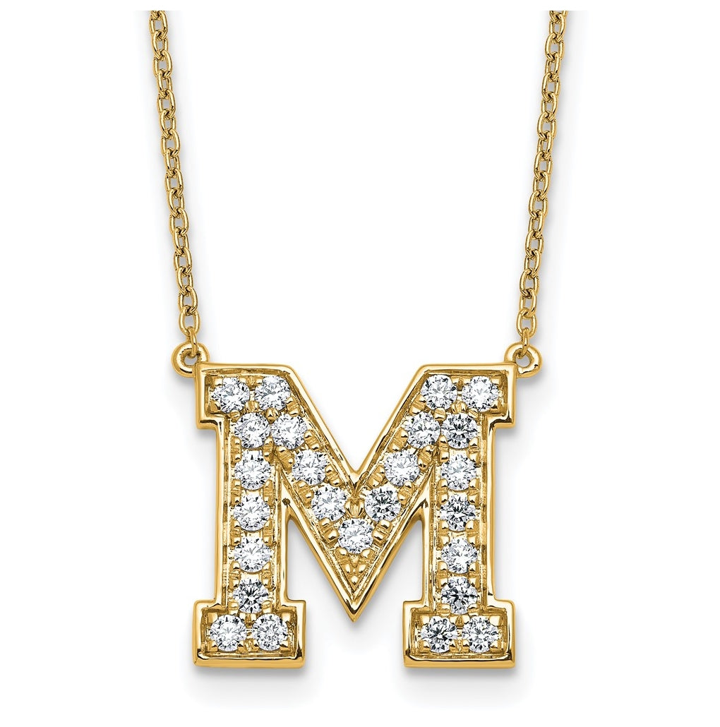 14k Yellow Gold Lab Grown Diamond VS+ F+ Complete 18 inch Initial Necklace