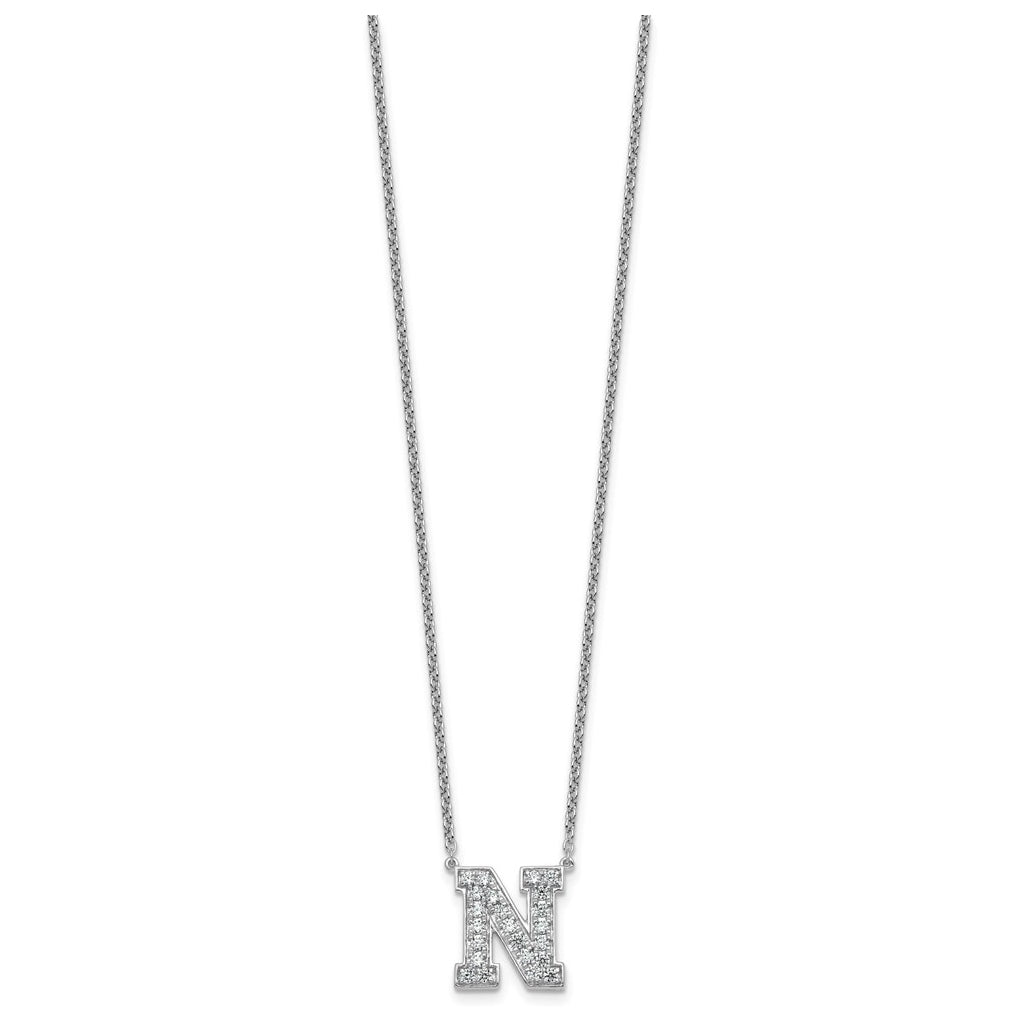 14k White Gold Lab Grown Diamond VS+ F+ Complete Letter 18 inch Initial Necklace