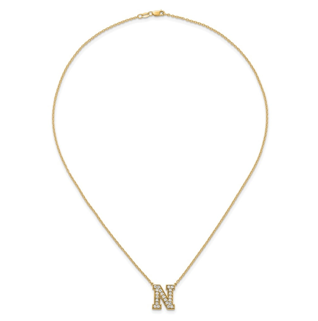 14k Yellow Gold Lab Grown Diamond VS+ F+ Complete 18 inch Initial Necklace
