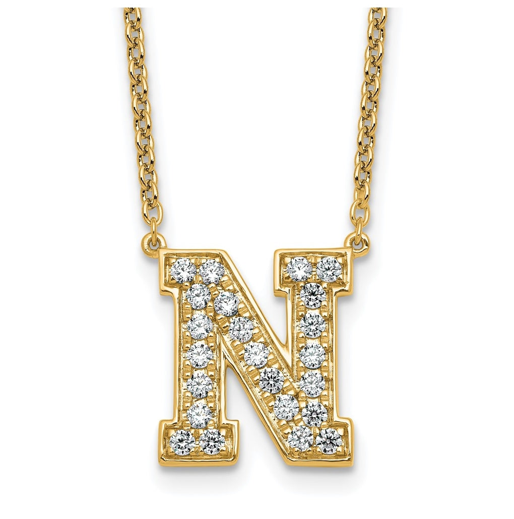 14k Yellow Gold Lab Grown Diamond VS+ F+ Complete 18 inch Initial Necklace