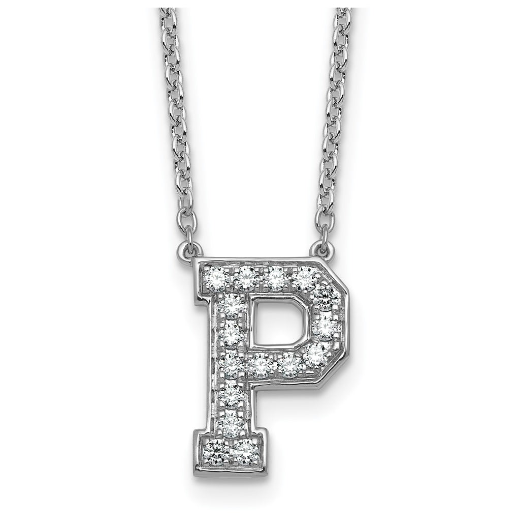 14k White Gold Lab Grown Diamond VS+ F+ Complete Letter 18 inch Initial Necklace