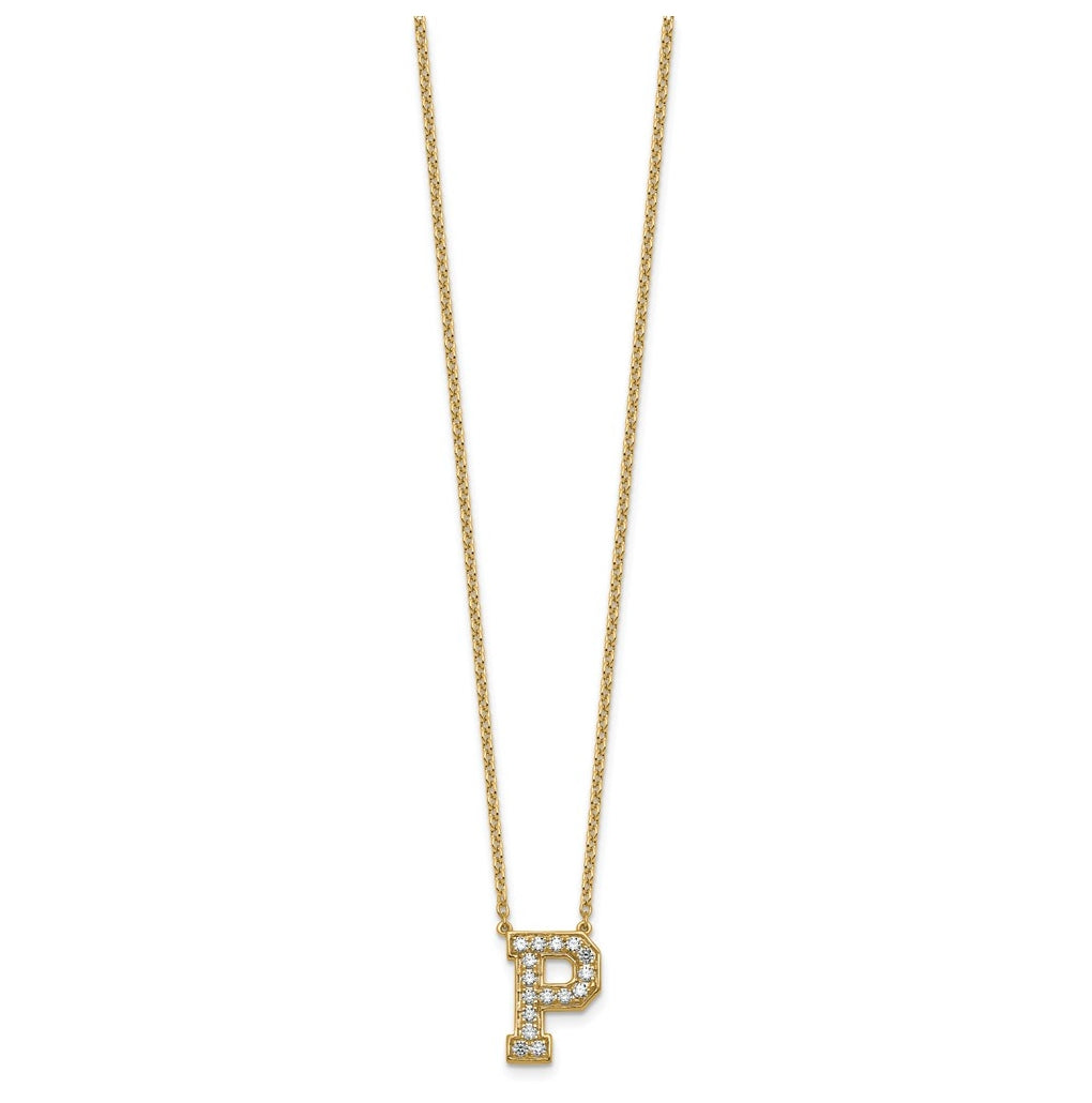 14k Yellow Gold Lab Grown Diamond VS+ F+ Complete 18 inch Initial Necklace