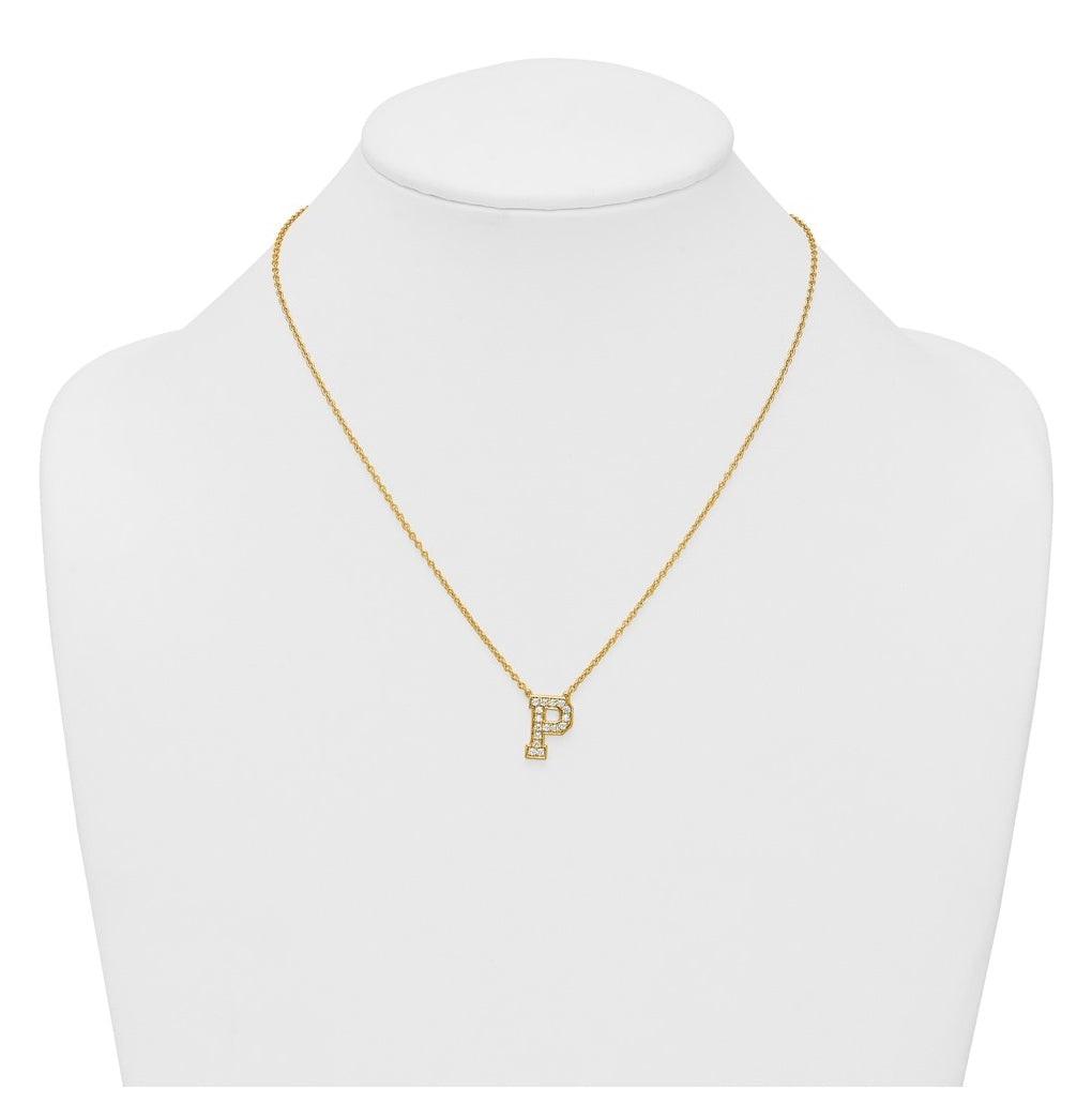 14k Yellow Gold Lab Grown Diamond VS+ F+ Complete 18 inch Initial Necklace