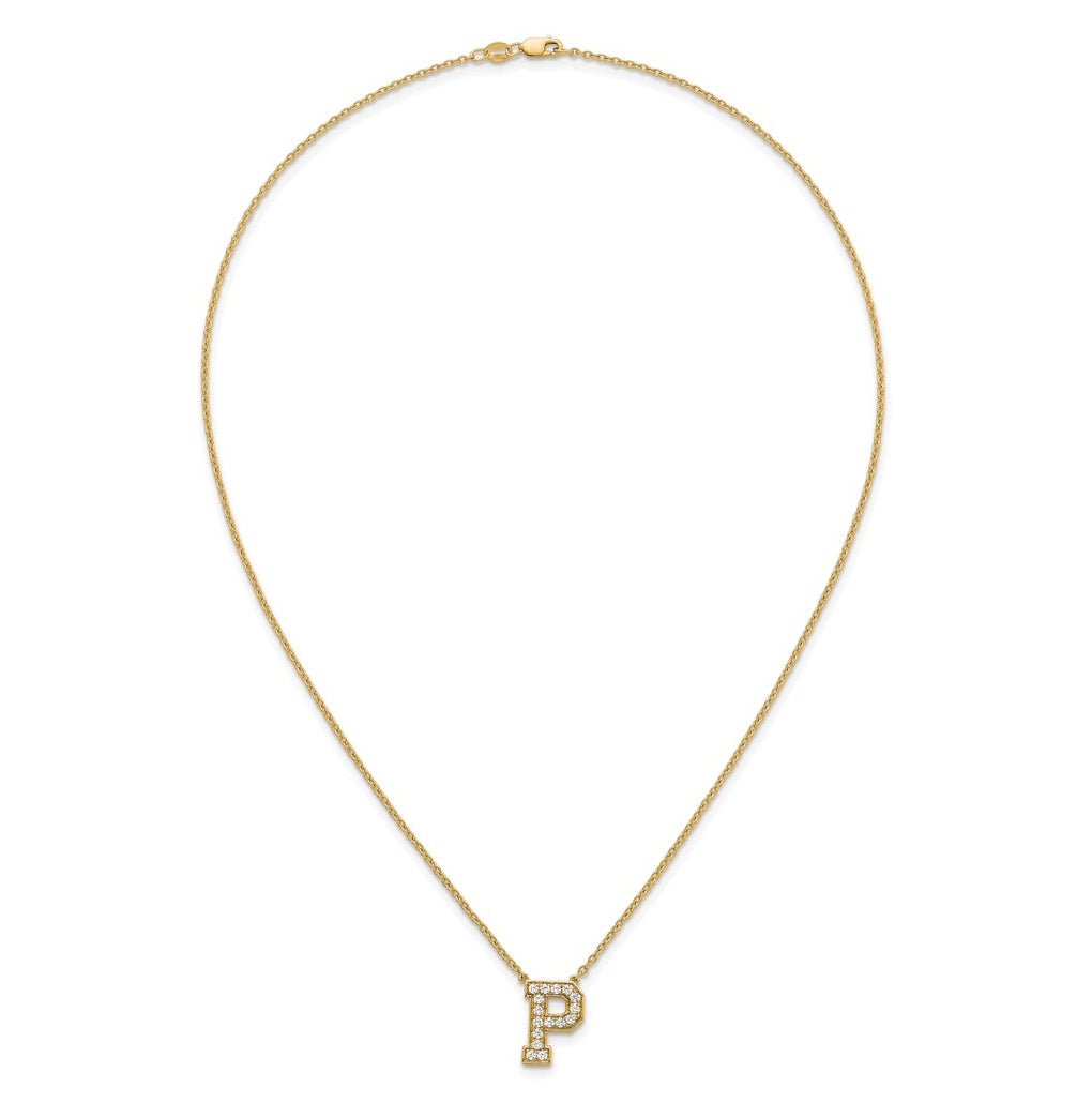 14k Yellow Gold Lab Grown Diamond VS+ F+ Complete 18 inch Initial Necklace