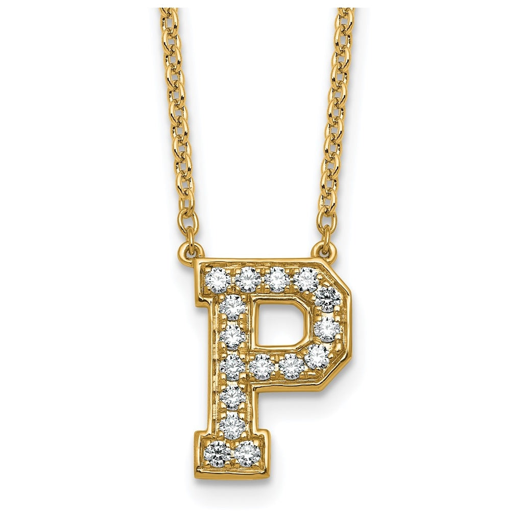 14k Yellow Gold Lab Grown Diamond VS+ F+ Complete 18 inch Initial Necklace