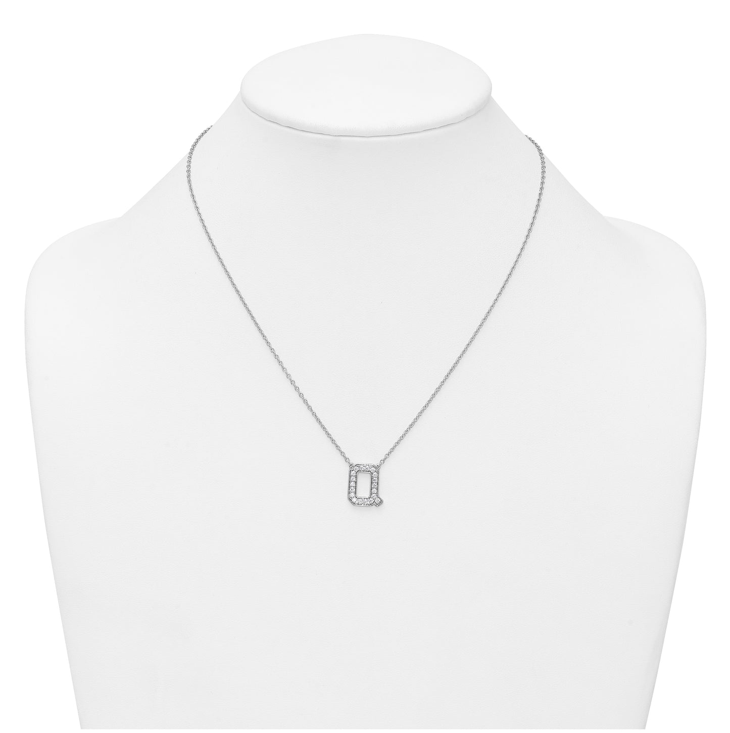 14k White Gold Lab Grown Diamond VS+ F+ Complete Letter 18 inch Initial Necklace