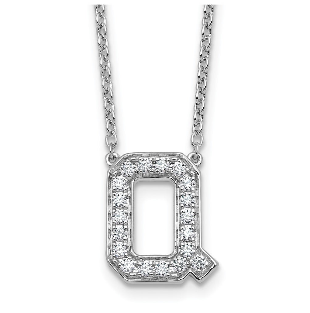 14k White Gold Lab Grown Diamond VS+ F+ Complete Letter 18 inch Initial Necklace