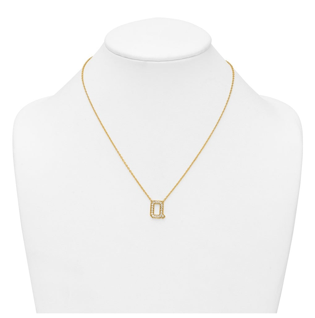 14k Yellow Gold Lab Grown Diamond VS+ F+ Complete 18 inch Initial Necklace