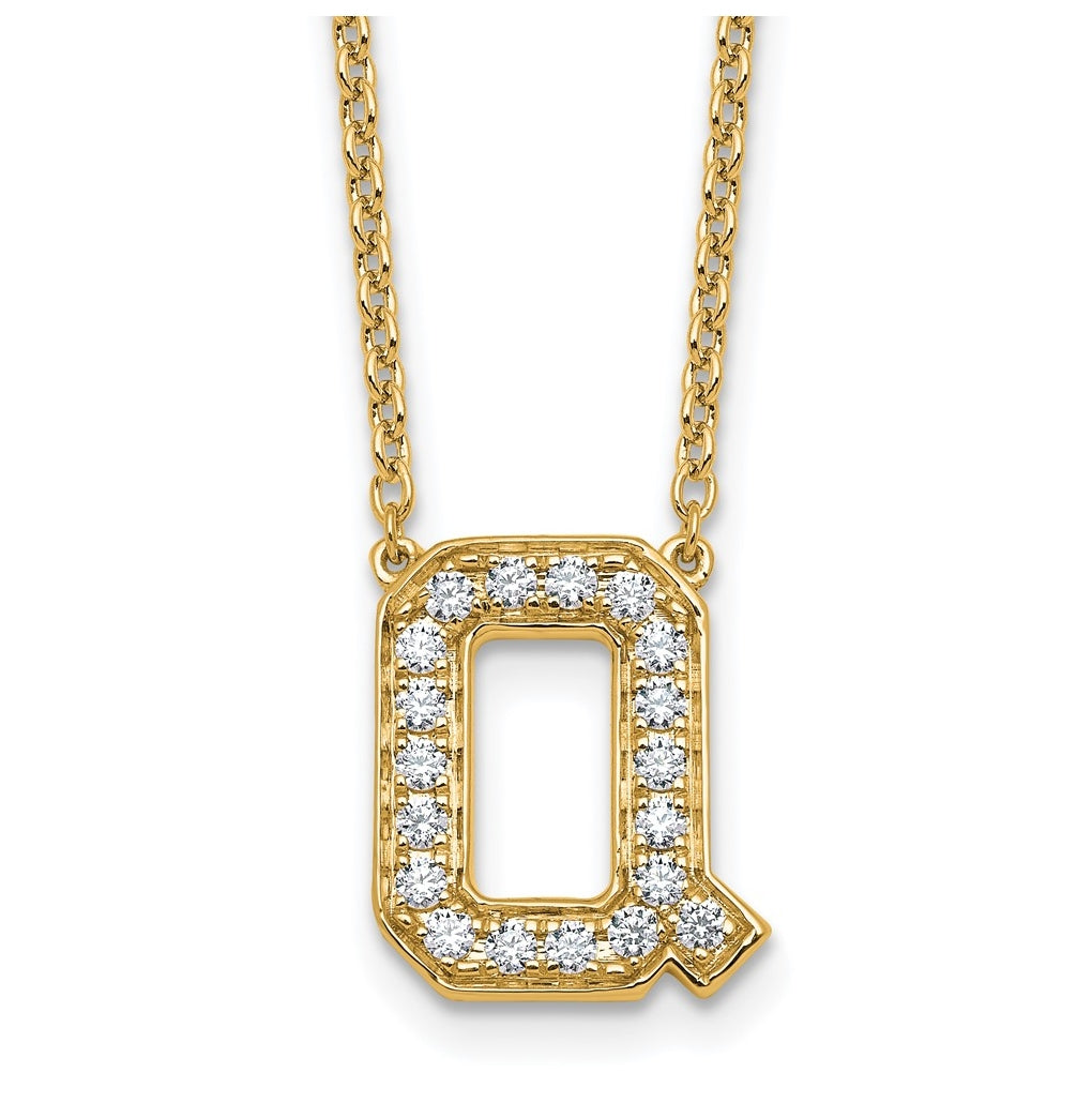 14k Yellow Gold Lab Grown Diamond VS+ F+ Complete 18 inch Initial Necklace
