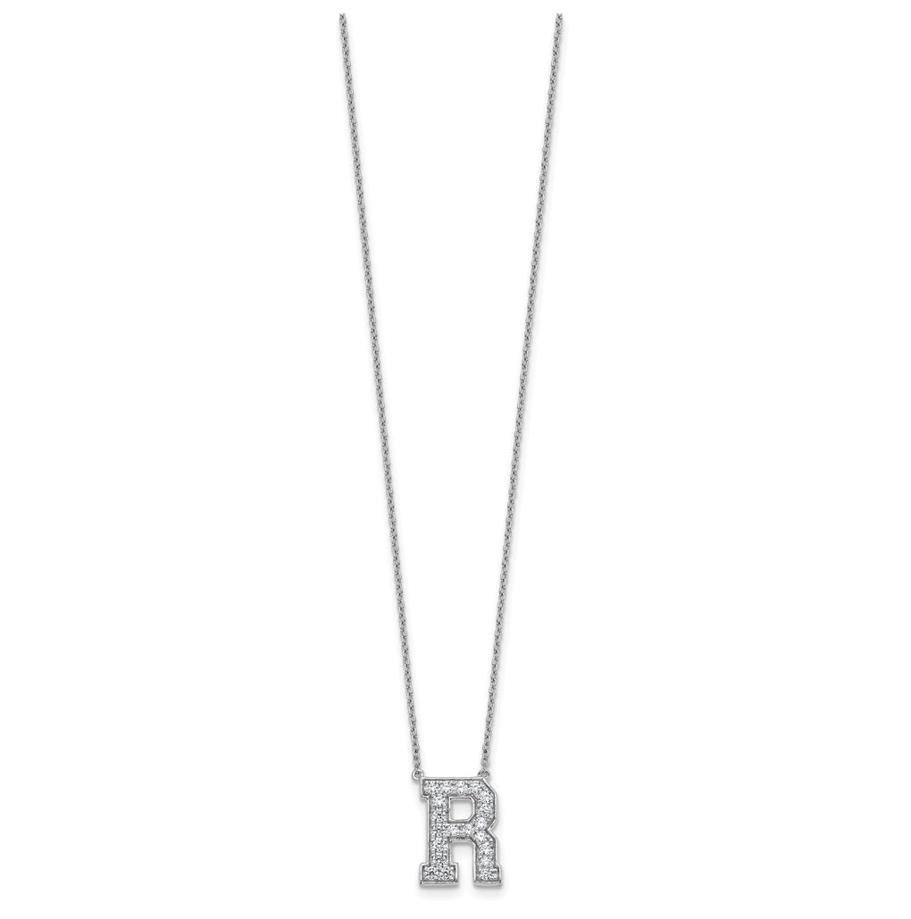 14k White Gold Lab Grown Diamond VS+ F+ Complete Letter 18 inch Initial Necklace