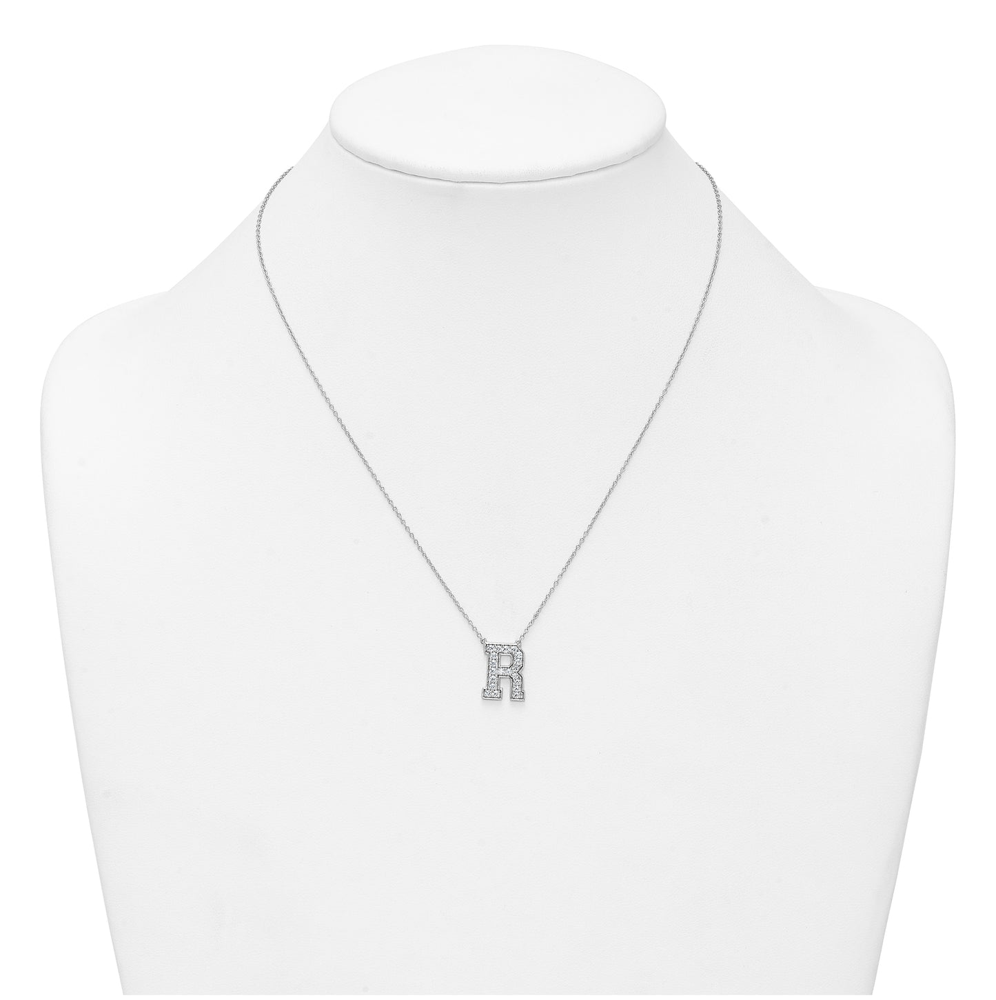 14k White Gold Lab Grown Diamond VS+ F+ Complete Letter 18 inch Initial Necklace