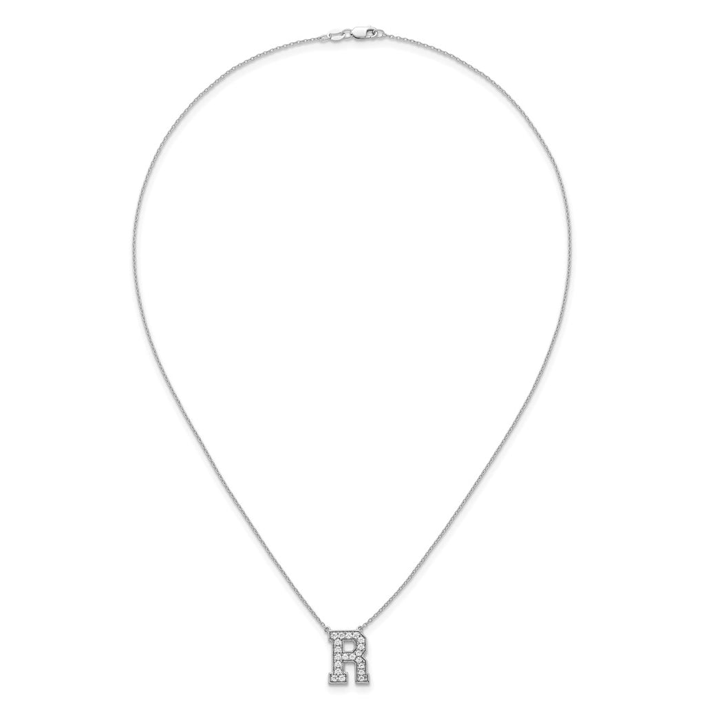 14k White Gold Lab Grown Diamond VS+ F+ Complete Letter 18 inch Initial Necklace