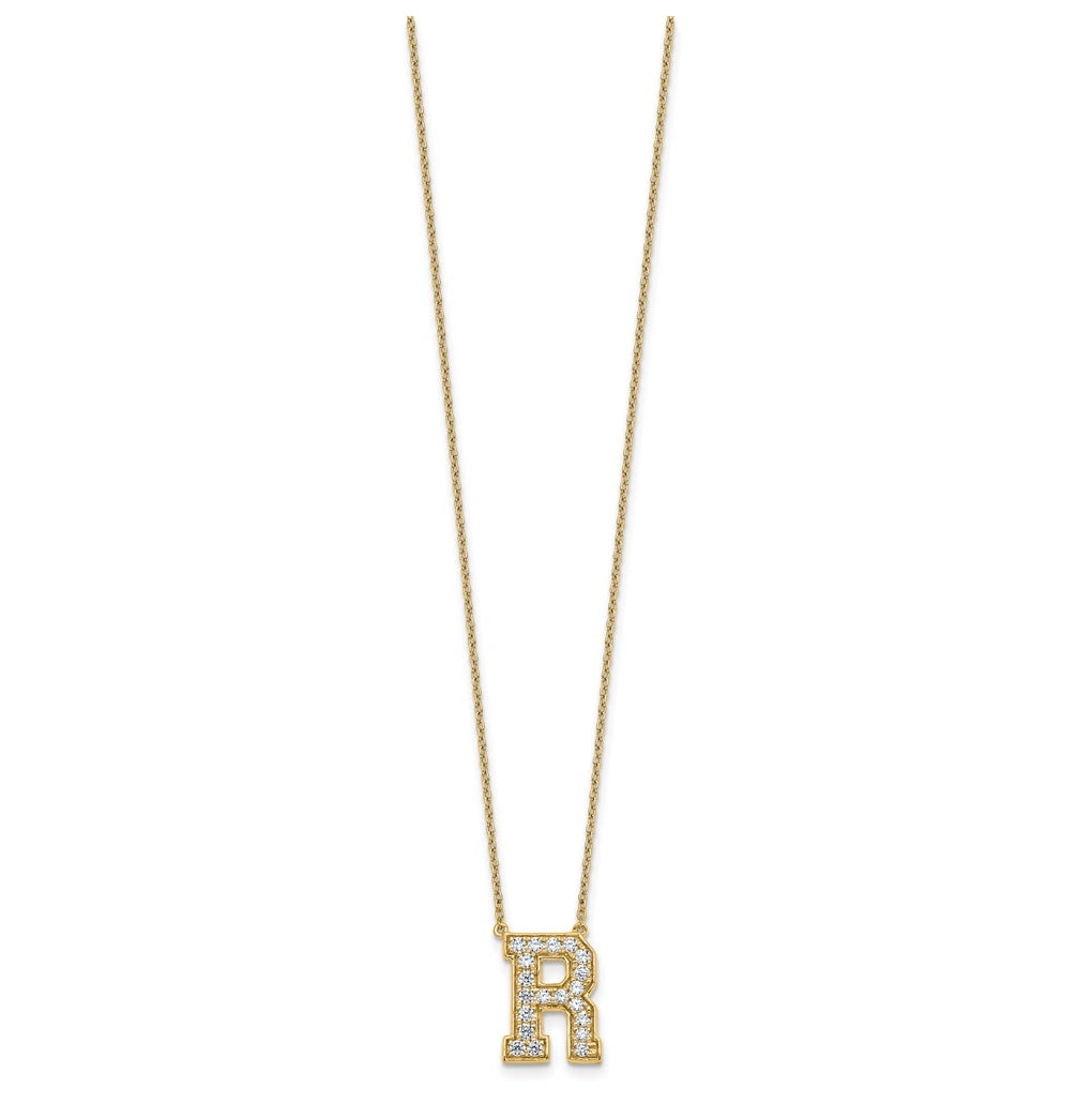 14k Yellow Gold Lab Grown Diamond VS+ F+ Complete 18 inch Initial Necklace