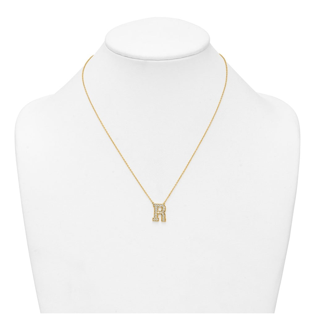 14k Yellow Gold Lab Grown Diamond VS+ F+ Complete 18 inch Initial Necklace