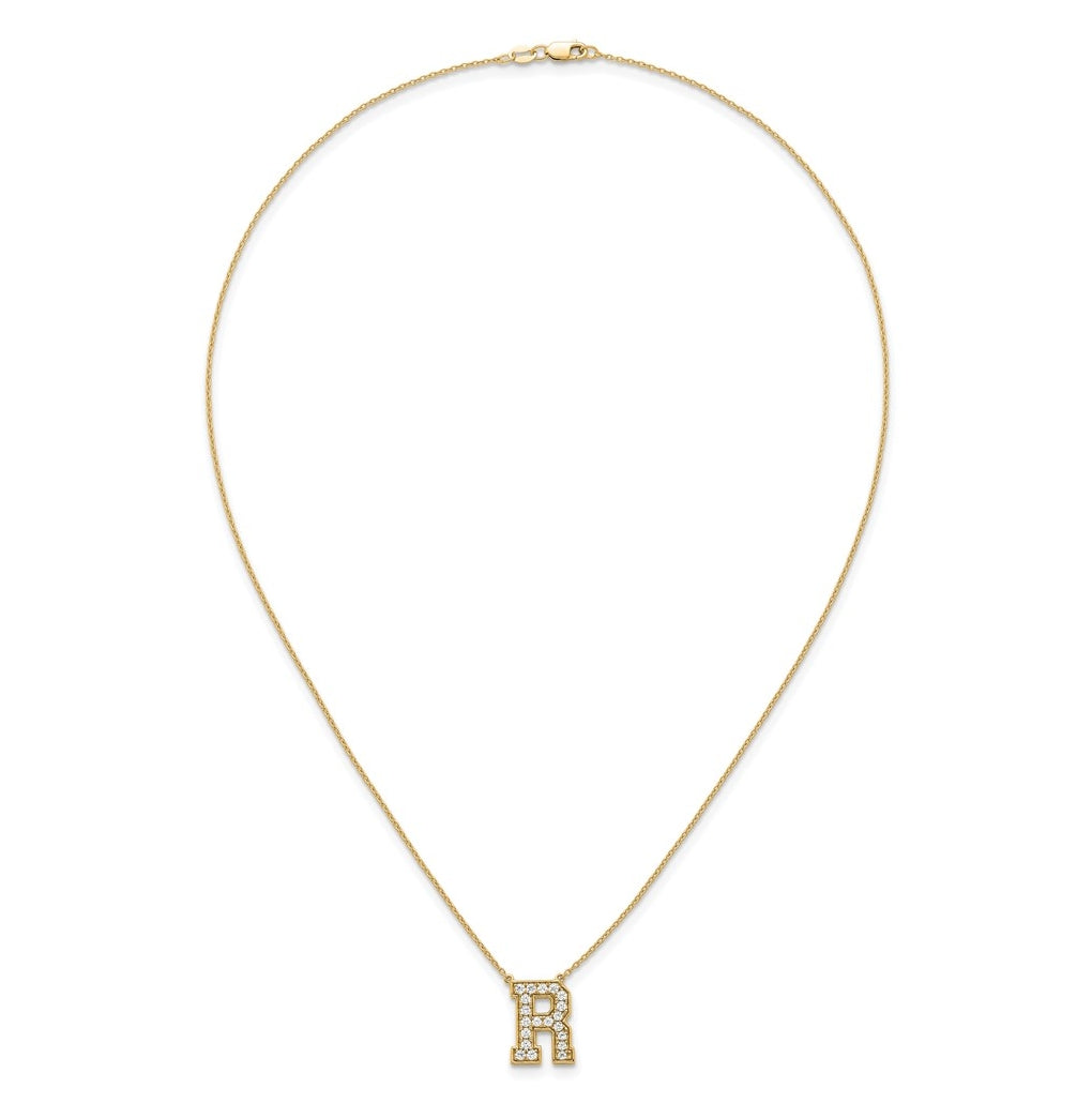 14k Yellow Gold Lab Grown Diamond VS+ F+ Complete 18 inch Initial Necklace