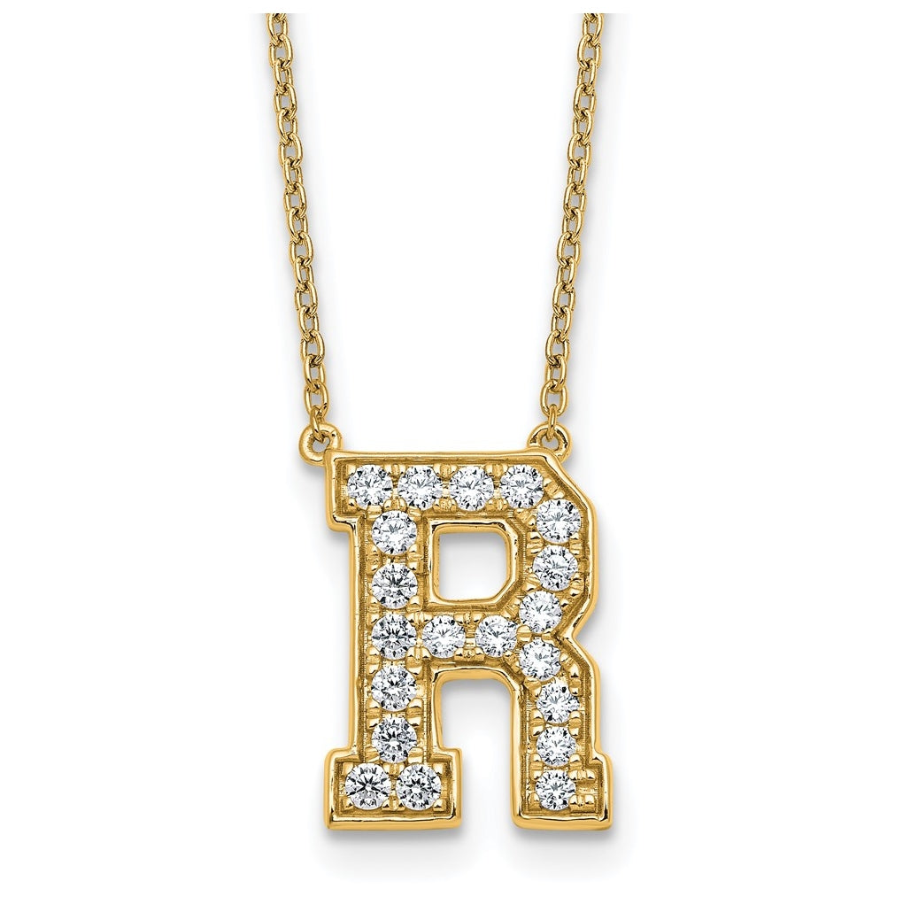 14k Yellow Gold Lab Grown Diamond VS+ F+ Complete 18 inch Initial Necklace