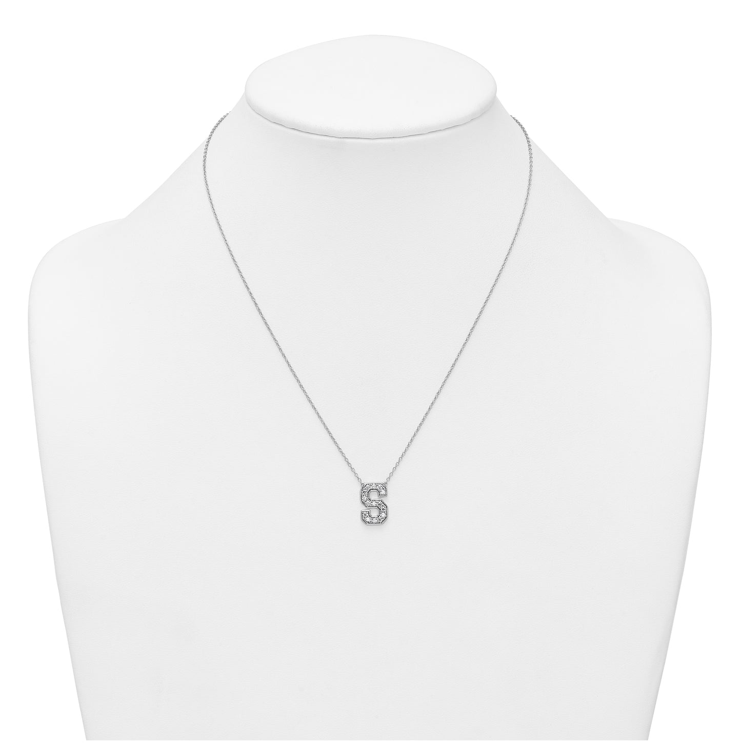 14k White Gold Lab Grown Diamond VS+ F+ Complete Letter 18 inch Initial Necklace